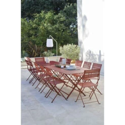 Table De Jardin 8 Personnes FERMOB Cargo 128 X 128 Cm - Ocre Rouge -Jardin Meubles Magasin 024120 table jardin fermob cargo 128 128 cm ocre rouge ambiance 2