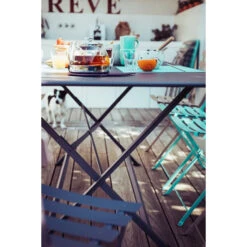 Table De Jardin 8 Personnes FERMOB Cargo 128 X 128 Cm - Carbone -Jardin Meubles Magasin 024147 table jardin fermob cargo 128 cm carbone ambiance 3