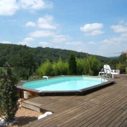 Piscine En Bois Octogonale Ubbink Océa 6,10 X 4,00 X 1,30 M - Liner Beige -Jardin Meubles Magasin 7504511 piscine bois octogonale ubbink ocea 400x610 beige ambiance