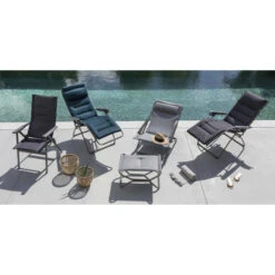 Fauteuil De Jardin Pliant LAFUMA Zen-It BeComfort - Gris Foncé -Jardin Meubles Magasin lfm2831 8902 fauteuil jardin lafuma zen it becomfort ambiance piscine