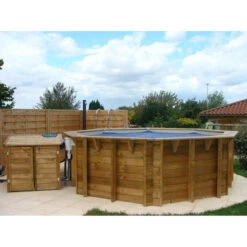 Piscine En Bois Octogonale Ubbink Océa 5,10 X 1,20 M - Liner Beige -Jardin Meubles Magasin piscine bois octogonale ubbink ocea 580 couverte 4